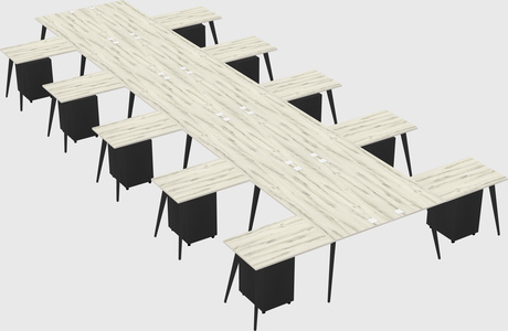Shared l-shaped office desk system