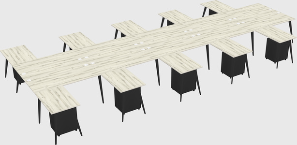 Shared l-shaped office desk system