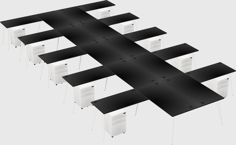 Shared l-shaped office desk system
