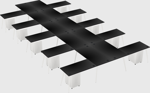 Shared l-shaped office desk system