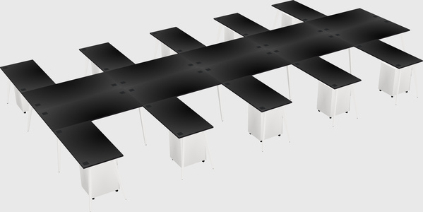 Shared l-shaped office desk system