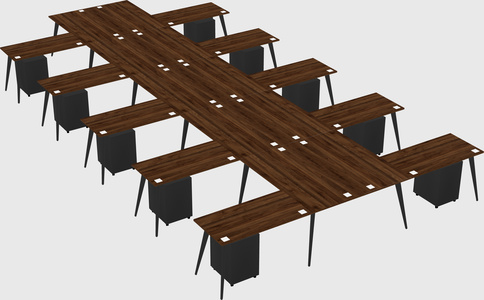 Shared l-shaped office desk system