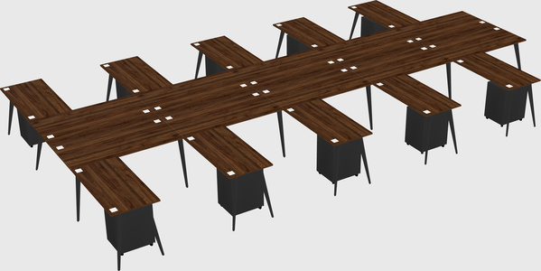 Shared l-shaped office desk system