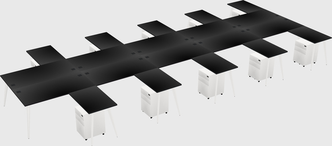 Shared L-shaped Office Desk System
