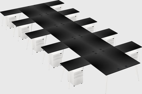 Shared l-shaped office desk system