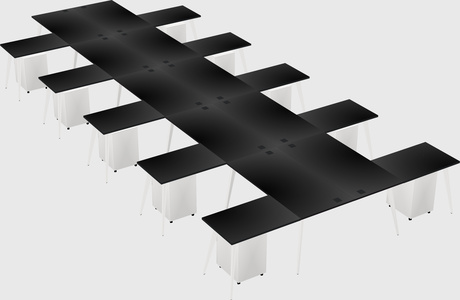 Shared l-shaped office desk system