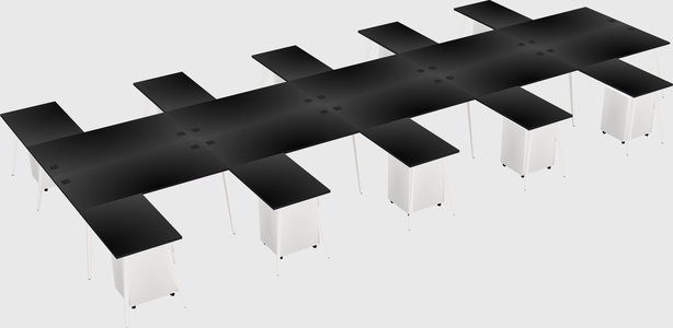 Shared l-shaped office desk system