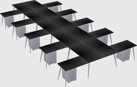Shared l-shaped office desk system