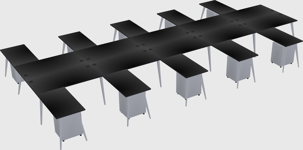 Shared l-shaped office desk system