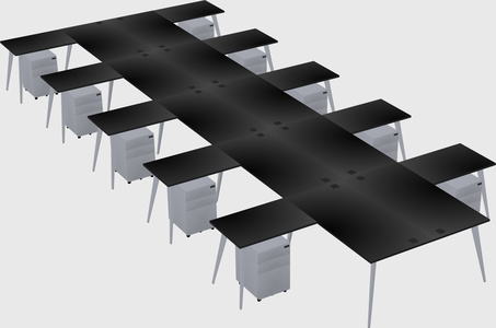 Shared l-shaped office desk system