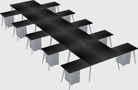 Shared l-shaped office desk system