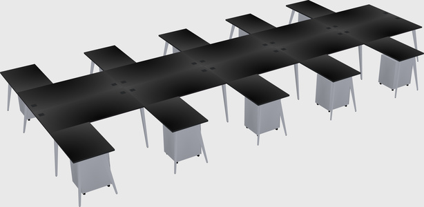 Shared l-shaped office desk system