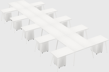 Shared l-shaped office desk system