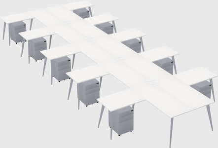 Shared l-shaped office desk system
