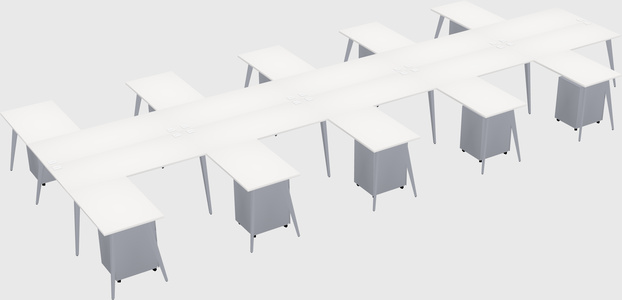 Shared l-shaped office desk system