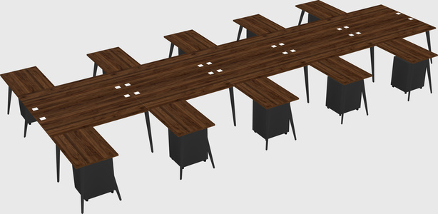 Shared l-shaped office desk system