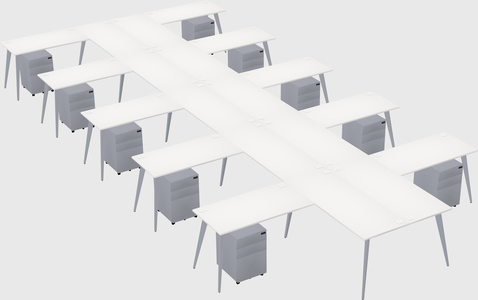 Shared l-shaped office desk system