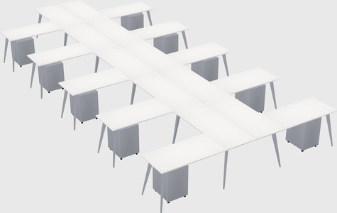 Shared l-shaped office desk system