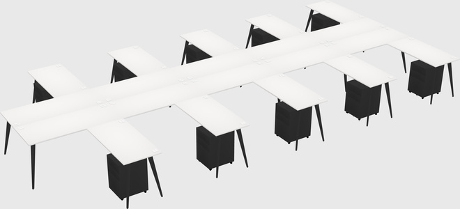 Shared L-shaped Office Desk System