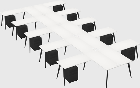 Shared l-shaped office desk system