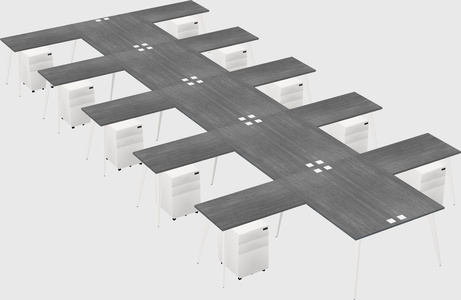 Shared l-shaped office desk system