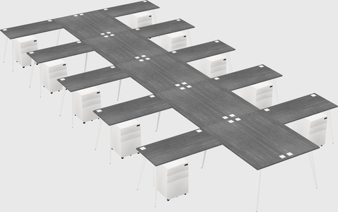 Shared l-shaped office desk system