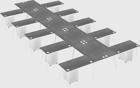 Shared l-shaped office desk system