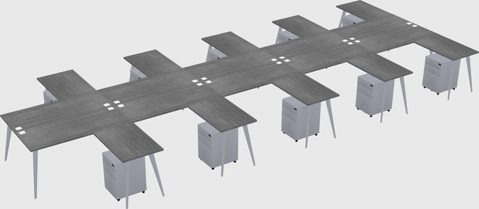 Shared l-shaped office desk system