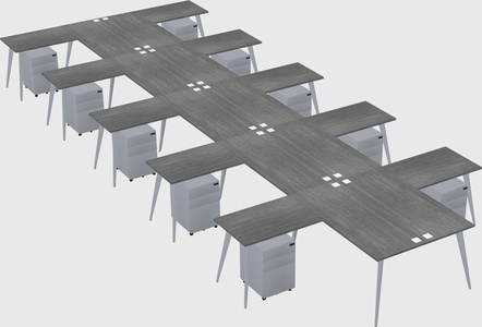 Shared l-shaped office desk system