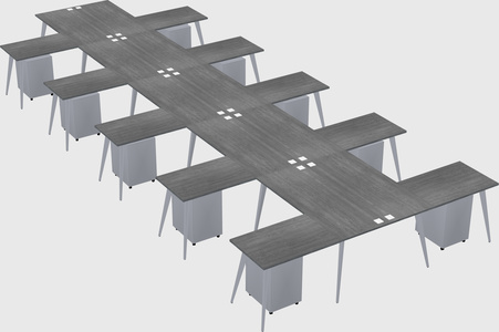 Shared l-shaped office desk system
