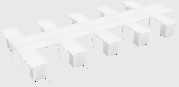 Shared l-shaped office desk system