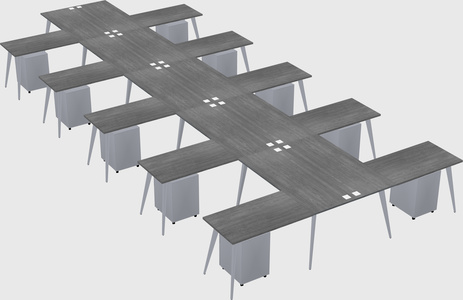 Shared l-shaped office desk system