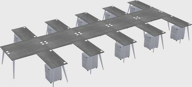 Shared l-shaped office desk system