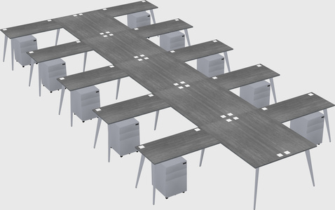 Shared l-shaped office desk system