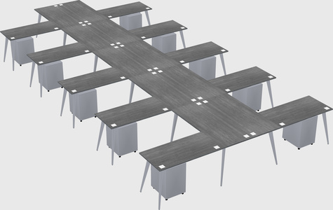 Shared l-shaped office desk system