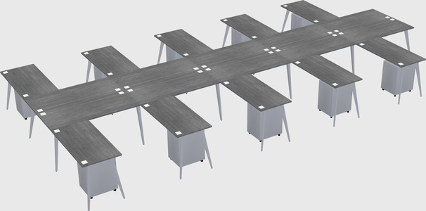 Shared l-shaped office desk system