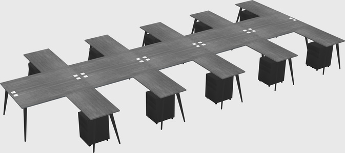 Shared l-shaped office desk system