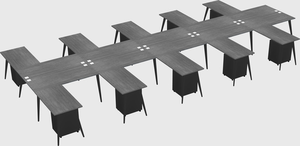 Shared l-shaped office desk system