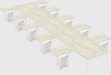 Shared l-shaped office desk system