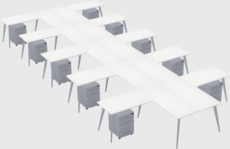 Shared l-shaped office desk system