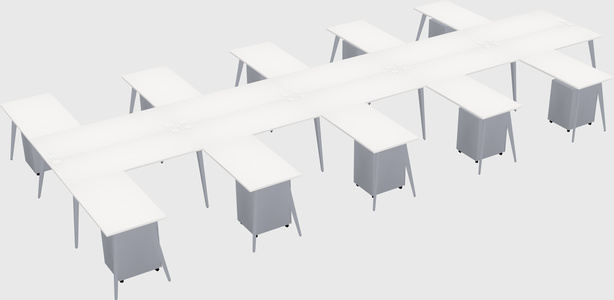 Shared l-shaped office desk system