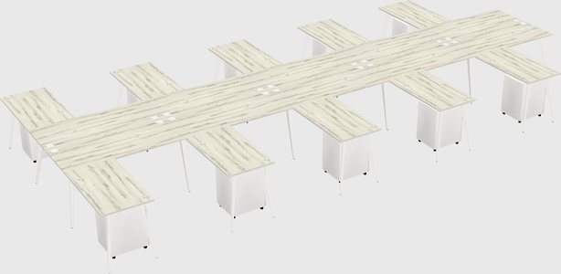Shared l-shaped office desk system