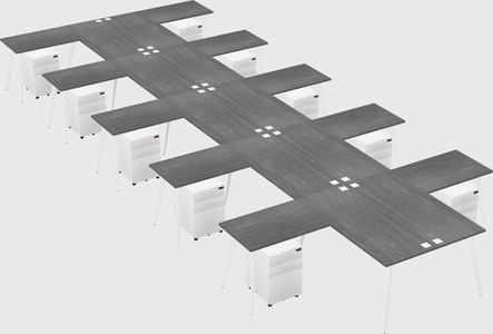 Shared l-shaped office desk system
