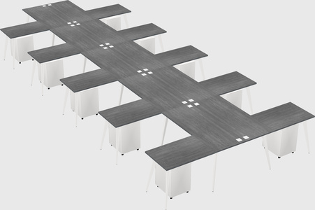 Shared l-shaped office desk system