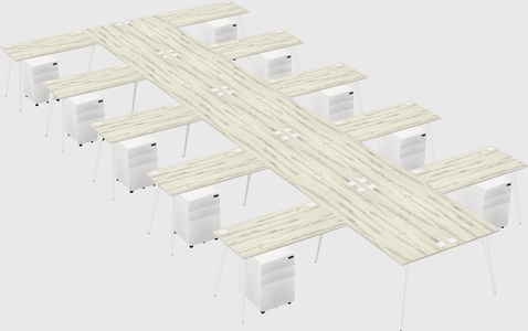 Shared l-shaped office desk system