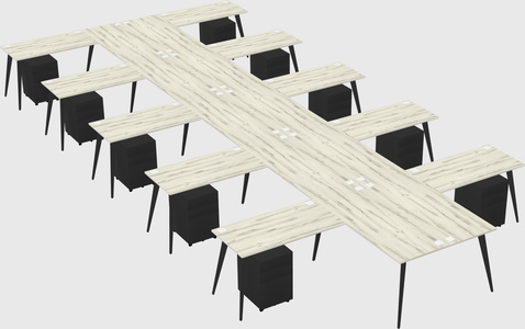 Shared l-shaped office desk system