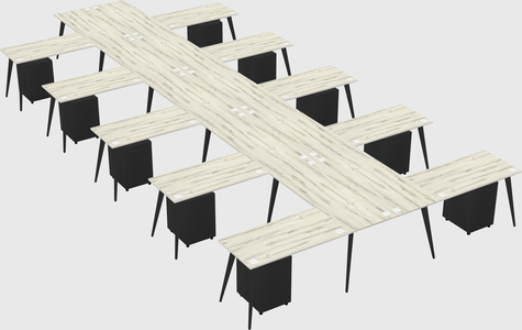 Shared l-shaped office desk system