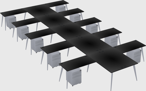 Shared l-shaped office desk system
