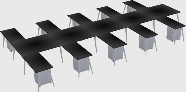 Shared l-shaped office desk system