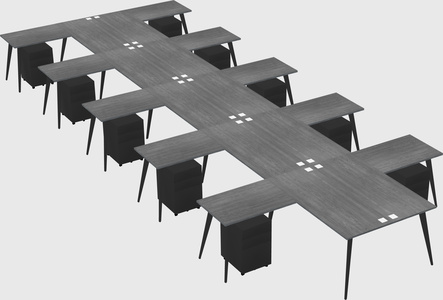Shared l-shaped office desk system